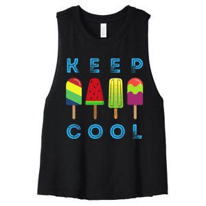 Summer Popsicle Ice Popsicle Lolly Cool Women's Racerback Cropped Tank