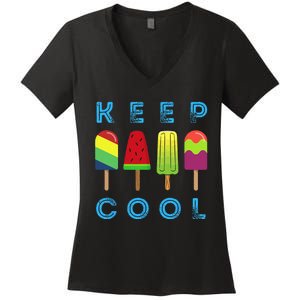 Summer Popsicle Ice Popsicle Lolly Cool Women's V-Neck T-Shirt