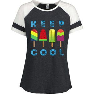 Summer Popsicle Ice Popsicle Lolly Cool Enza Ladies Jersey Colorblock Tee