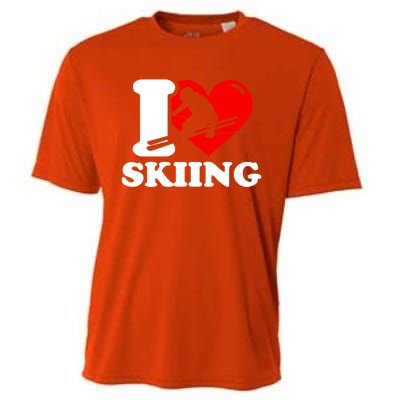 Ski Presents I Love Skiing T Funny Ski Lover Gift Cooling Performance Crew T-Shirt