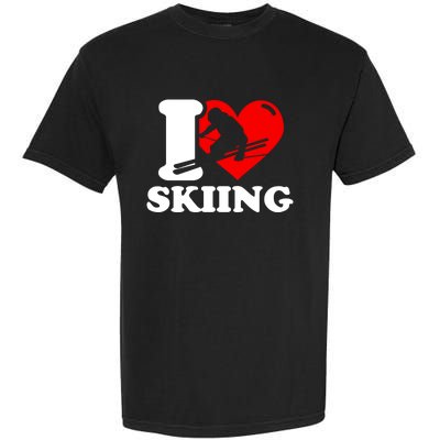 Ski Presents I Love Skiing T Funny Ski Lover Gift Garment-Dyed Heavyweight T-Shirt