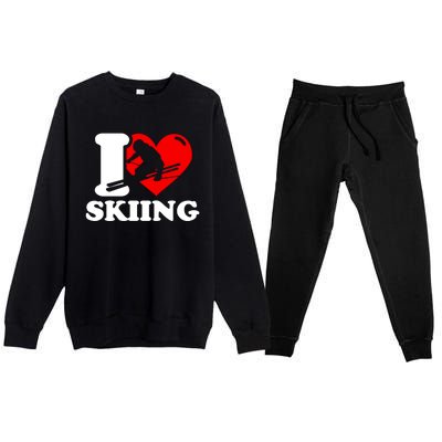 Ski Presents I Love Skiing T Funny Ski Lover Gift Premium Crewneck Sweatsuit Set