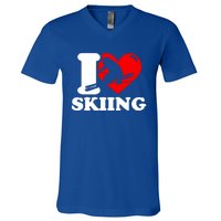 Ski Presents I Love Skiing T Funny Ski Lover Gift V-Neck T-Shirt