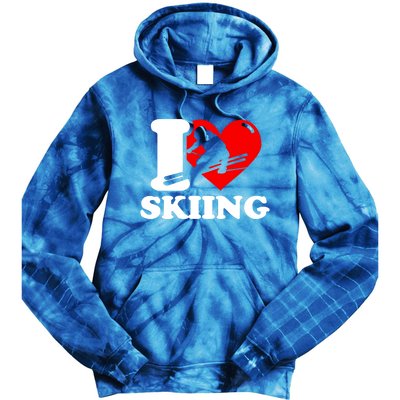 Ski Presents I Love Skiing T Funny Ski Lover Gift Tie Dye Hoodie