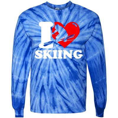 Ski Presents I Love Skiing T Funny Ski Lover Gift Tie-Dye Long Sleeve Shirt