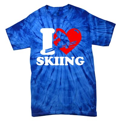 Ski Presents I Love Skiing T Funny Ski Lover Gift Tie-Dye T-Shirt