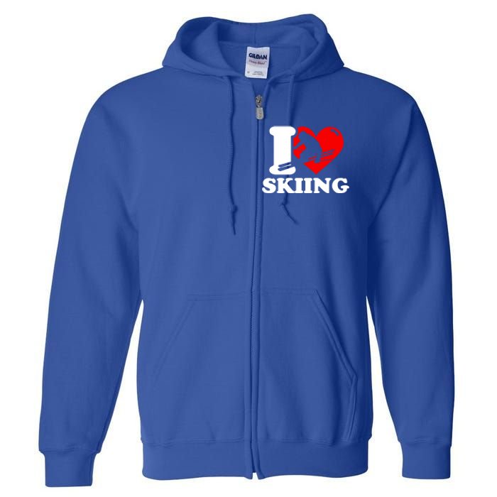 Ski Presents I Love Skiing T Funny Ski Lover Gift Full Zip Hoodie