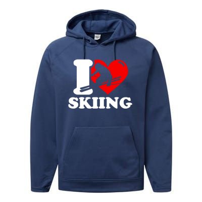 Ski Presents I Love Skiing T Funny Ski Lover Gift Performance Fleece Hoodie