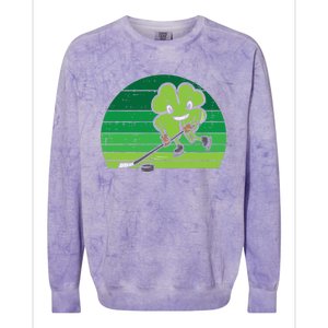 Shamrock Playing Ice Hockey St Patricks Day Gift Colorblast Crewneck Sweatshirt