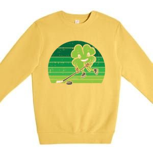 Shamrock Playing Ice Hockey St Patricks Day Gift Premium Crewneck Sweatshirt