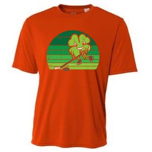 Shamrock Playing Ice Hockey St Patricks Day Gift Cooling Performance Crew T-Shirt