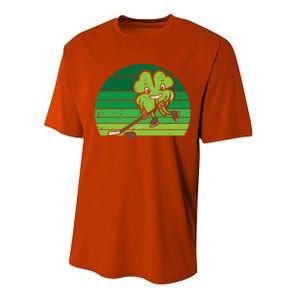 Shamrock Playing Ice Hockey St Patricks Day Gift Performance Sprint T-Shirt