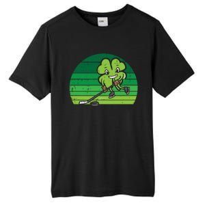 Shamrock Playing Ice Hockey St Patricks Day Gift Tall Fusion ChromaSoft Performance T-Shirt