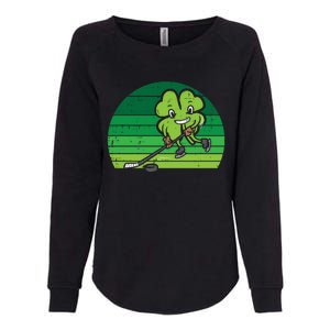 Shamrock Playing Ice Hockey St Patricks Day Gift Womens California Wash Sweatshirt