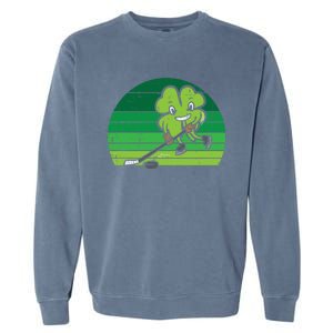 Shamrock Playing Ice Hockey St Patricks Day Gift Garment-Dyed Sweatshirt