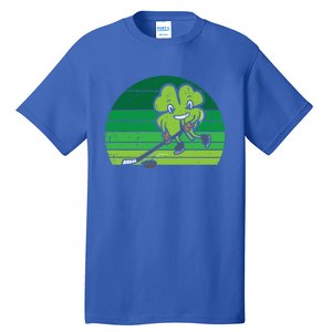 Shamrock Playing Ice Hockey St Patricks Day Gift Tall T-Shirt