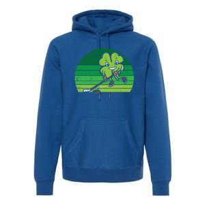 Shamrock Playing Ice Hockey St Patricks Day Gift Premium Hoodie