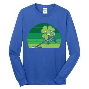 Shamrock Playing Ice Hockey St Patricks Day Gift Tall Long Sleeve T-Shirt