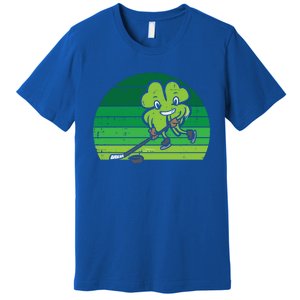 Shamrock Playing Ice Hockey St Patricks Day Gift Premium T-Shirt