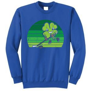 Shamrock Playing Ice Hockey St Patricks Day Gift Tall Sweatshirt