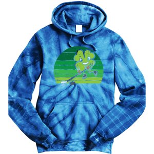 Shamrock Playing Ice Hockey St Patricks Day Gift Tie Dye Hoodie