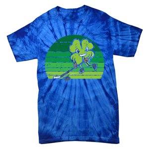 Shamrock Playing Ice Hockey St Patricks Day Gift Tie-Dye T-Shirt