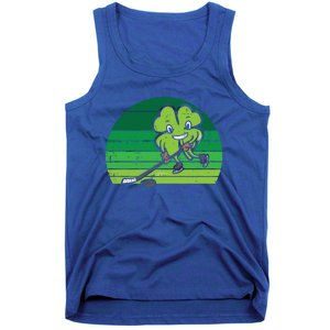 Shamrock Playing Ice Hockey St Patricks Day Gift Tank Top