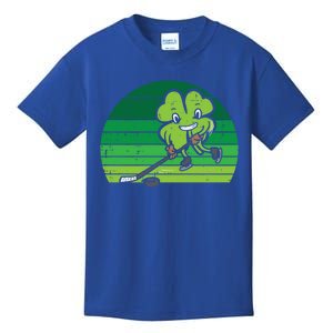 Shamrock Playing Ice Hockey St Patricks Day Gift Kids T-Shirt