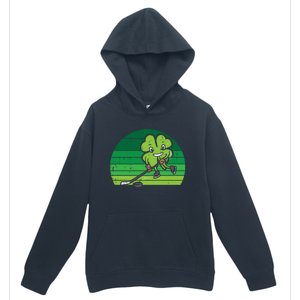 Shamrock Playing Ice Hockey St Patricks Day Gift Urban Pullover Hoodie