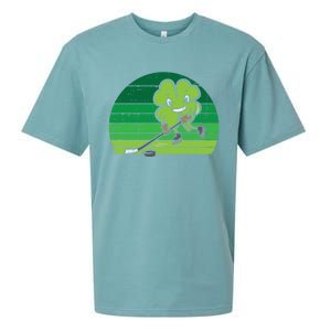 Shamrock Playing Ice Hockey St Patricks Day Gift Sueded Cloud Jersey T-Shirt