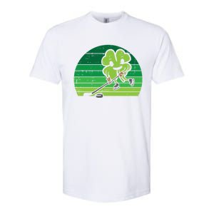 Shamrock Playing Ice Hockey St Patricks Day Gift Softstyle CVC T-Shirt