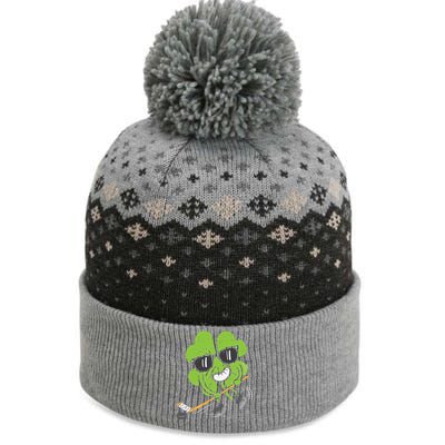 Shamrock Playing Ice Hockey St Patricks Day Cute Gift The Baniff Cuffed Pom Beanie