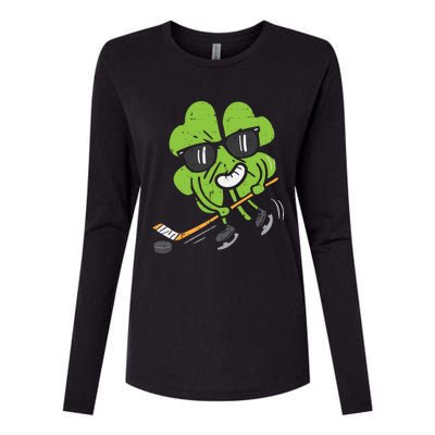 Shamrock Playing Ice Hockey St Patricks Day Cute Gift Womens Cotton Relaxed Long Sleeve T-Shirt