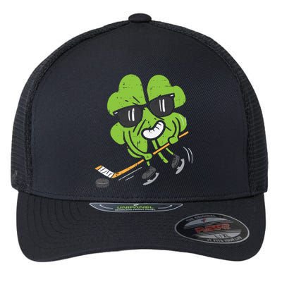 Shamrock Playing Ice Hockey St Patricks Day Cute Gift Flexfit Unipanel Trucker Cap