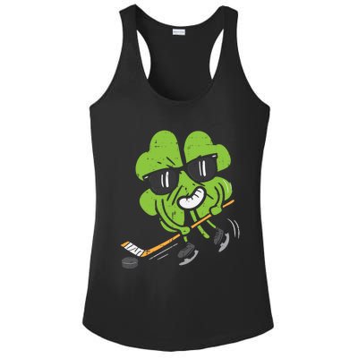 Shamrock Playing Ice Hockey St Patricks Day Cute Gift Ladies PosiCharge Competitor Racerback Tank