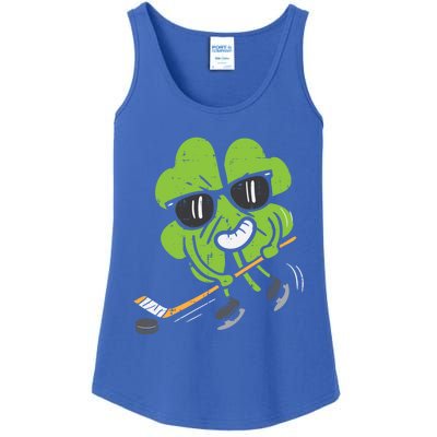 Shamrock Playing Ice Hockey St Patricks Day Cute Gift Ladies Essential Tank