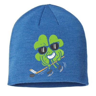 Shamrock Playing Ice Hockey St Patricks Day Cute Gift Sustainable Beanie