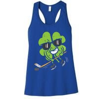 Shamrock Playing Ice Hockey St Patricks Day Cute Gift Women's Racerback Tank