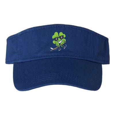 Shamrock Playing Ice Hockey St Patricks Day Cute Gift Valucap Bio-Washed Visor