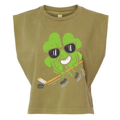 Shamrock Playing Ice Hockey St Patricks Day Cute Gift Garment-Dyed Women's Muscle Tee