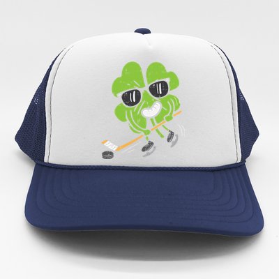 Shamrock Playing Ice Hockey St Patricks Day Cute Gift Trucker Hat