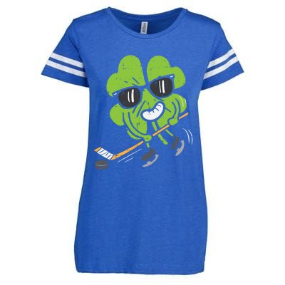 Shamrock Playing Ice Hockey St Patricks Day Cute Gift Enza Ladies Jersey Football T-Shirt