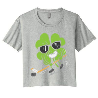 Shamrock Playing Ice Hockey St Patricks Day Cute Gift Women's Crop Top Tee