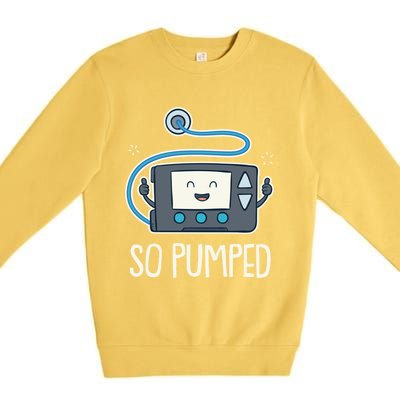 So Pumped I Insulin Pump Diabetic Type 1 Diabetes Awareness Gift Premium Crewneck Sweatshirt