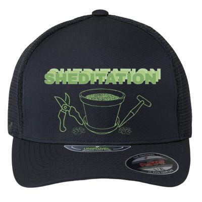 Sheditation (Peace In Your Workshop Shed) Gardeners Edit Flexfit Unipanel Trucker Cap