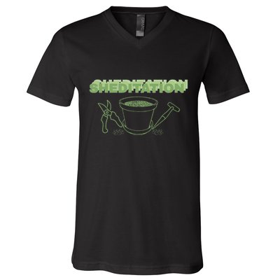 Sheditation (Peace In Your Workshop Shed) Gardeners Edit V-Neck T-Shirt