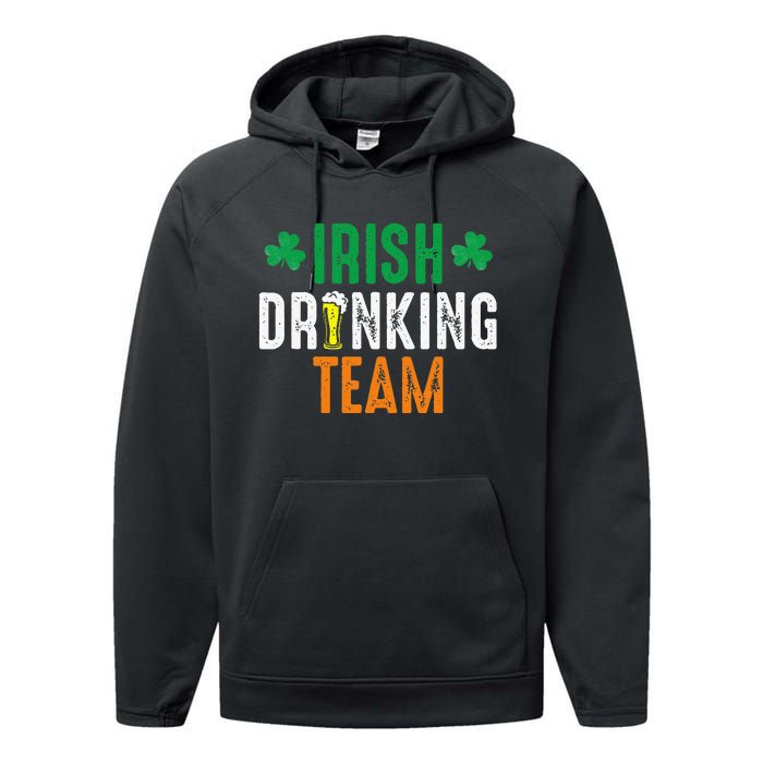 St Patrick's Irish Beer Drinking Team Ireland Flag Clover Performance Fleece Hoodie