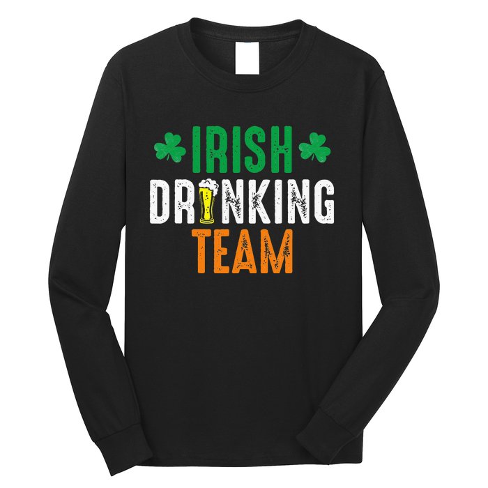 St Patrick's Irish Beer Drinking Team Ireland Flag Clover Long Sleeve Shirt