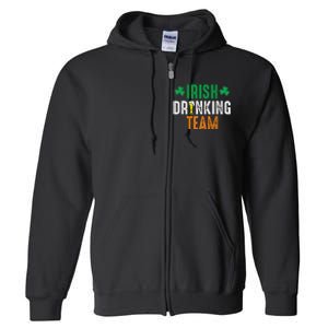 St Patrick's Irish Beer Drinking Team Ireland Flag Clover Full Zip Hoodie