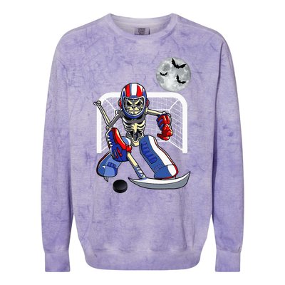 Skeleton Playing Ice Hockey Happy Halloween Day Colorblast Crewneck Sweatshirt